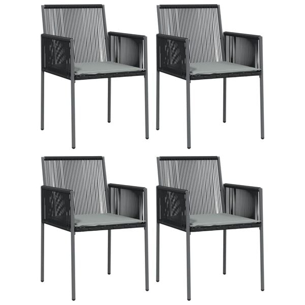 vidaXL Garden Chair Set of 4 Black PE Rattan Medium Durable