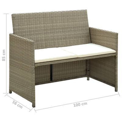vidaXL 4 Piece Patio Lounge Set with Cushions Beige Poly Rattan