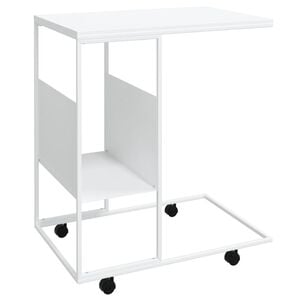 vidaXL Side Table White Engineered wood, iron Medium Side Table