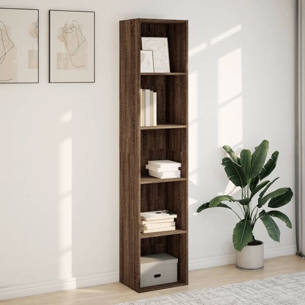 vidaXL Bookcase Brown oak Engineered wood Tall Bookcase Rectangular