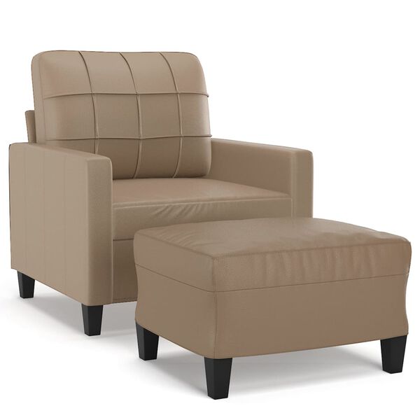 vidaXL Sofa Chair With Footstool Cappuccino Faux leather