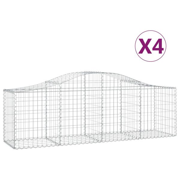 vidaXL Gabion Basket Set of 4 Silver Galvanized Iron