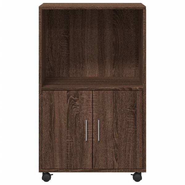 vidaXL Rolling Cabinet Brown Oak Engineered Wood Medium Rolling Cabinet