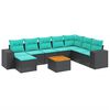 vidaXL 9 Piece Garden Sofa Set with Cushions Black Poly Rattan