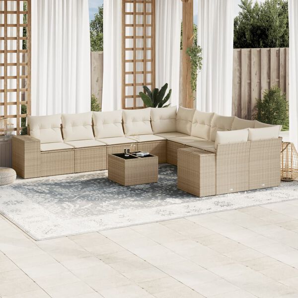 vidaXL Garden Sofa Set Beige, Cream White
