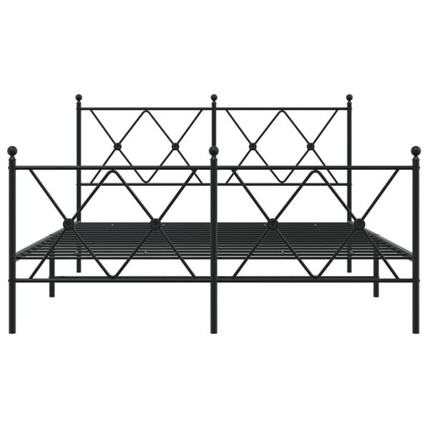 vidaXL Bed Frame Black Steel Double Bed Frame Rectangular