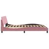vidaXL Bed Frame Pink Velvet, Metal, Solid Pine Wood, Plywood Queen