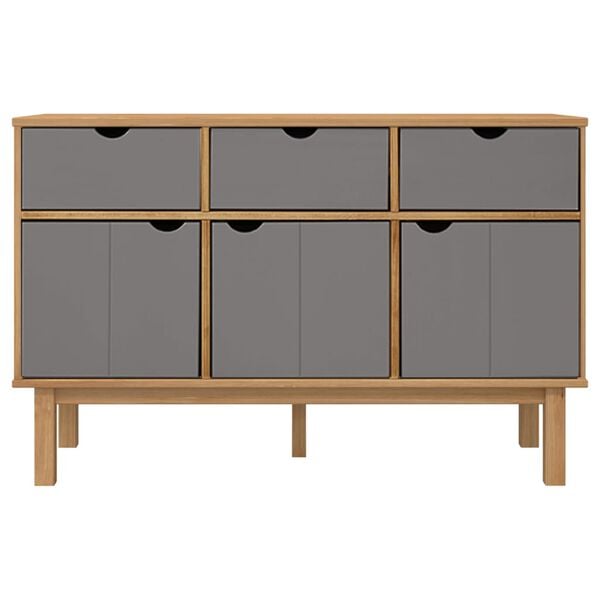 vidaXL Sideboard Brown and grey Solid pine wood, engineered wood Medium