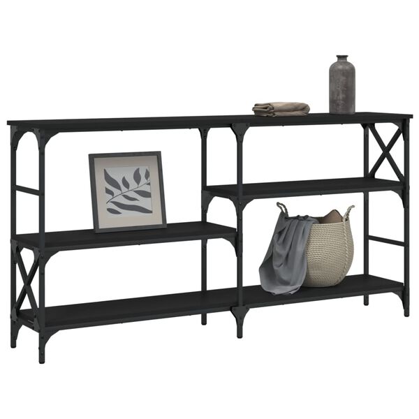 vidaXL Console Table Black Engineered wood, steel 59.1 x 11.4 x 30.1 in