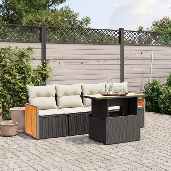 vidaXL Garden Sofa Set Black