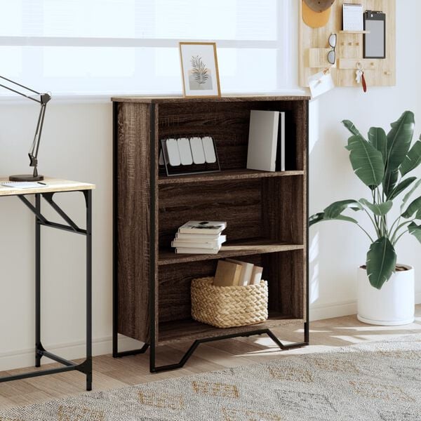 vidaXL Bookcase Brown oak Engineered wood Medium Bookcase Rectangular