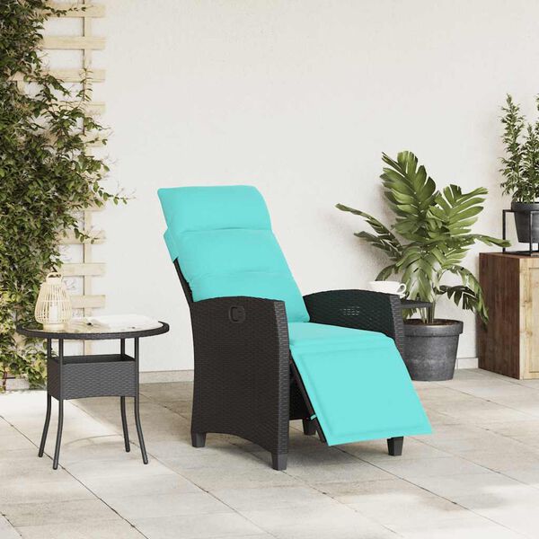 vidaXL Reclining Garden Chair Black Poly Rattan Standard