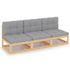 vidaXL Garden Sofa Grey Solid pine wood, Polyester 27.6 x 27.6 x 26.4 in