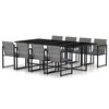 vidaXL Outdoor Dining Set Table: Black, Chair: Grey, Cushion: Anthracite