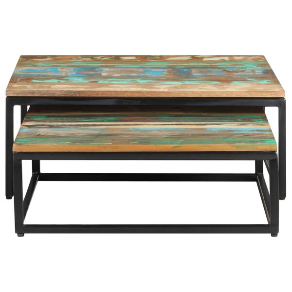 vidaXL Coffee Table Set of 2 Multicolor Reclaimed Wood Small
