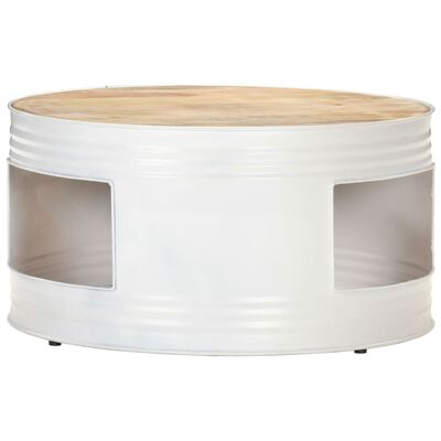 vidaXL Coffee Table White 26.8"x26.8"x14.2" Solid Mango Wood