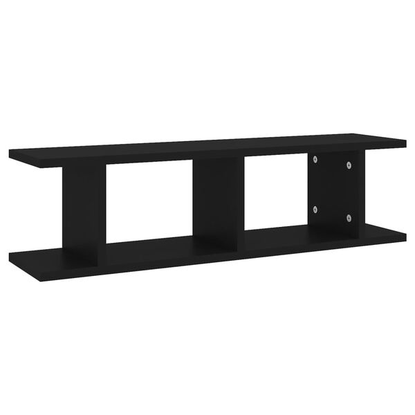 vidaXL Wall Shelf Set of 2 Black Engineered wood 29.5x7.1x7.9 in