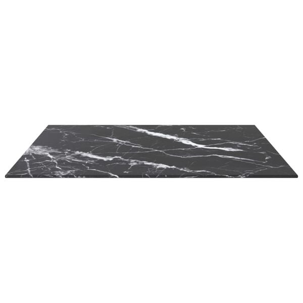 vidaXL Table Top Black with White Marble Design Tempered Glass