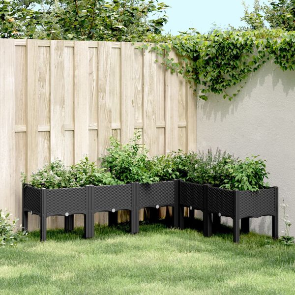 vidaXL Garden Planter Black Polypropylene Large Durable Garden Planter