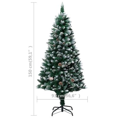 vidaXL Artificial Pre-lit Christmas Tree with Ball Set&Pinecones 59.1"
