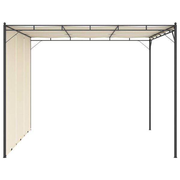 vidaXL Garden Gazebo with Side Curtain 118.1"x118.1"x88.6" Cream