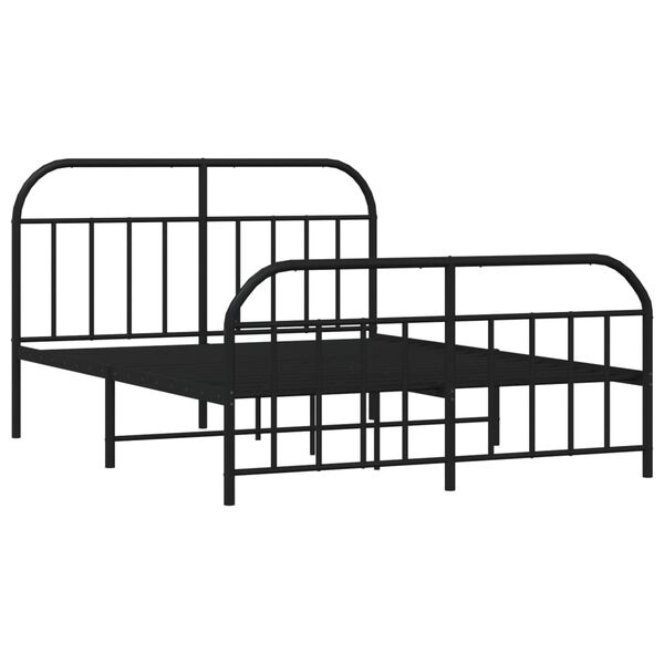 vidaXL Bed Frame Black Powder-Coated Steel Full Bed Frame Rectangular