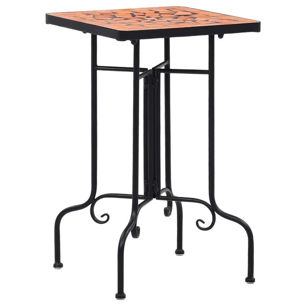 vidaXL Side Table Terracotta and Black Iron and Ceramic Small Durable