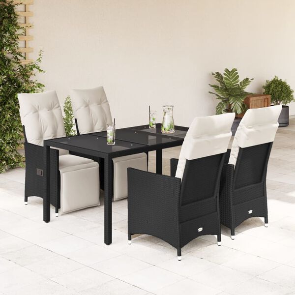 vidaXL Garden Dining Set Black, Cream White