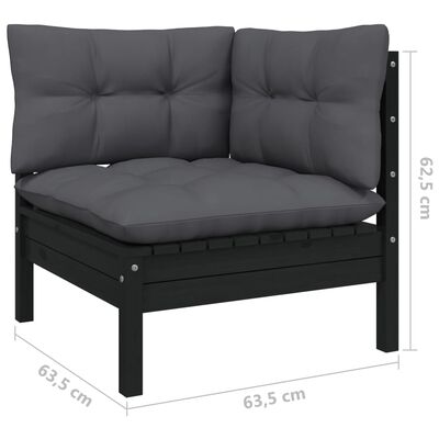 vidaXL 3-Seater Patio Sofa with Anthracite Cushions Solid Pinewood