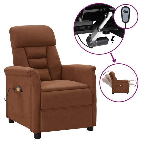 vidaXL Electric Massage Recliner Brown Faux Leather
