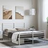 vidaXL Bed Frame White Powder-Coated Steel Full Bed Frame Rectangular