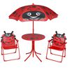 vidaXL Patio Furniture Red Steel Compact Foldable Kids'Garden Set