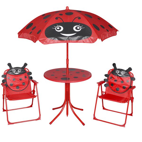 vidaXL Patio Furniture Red Steel Compact Foldable Kids'Garden Set