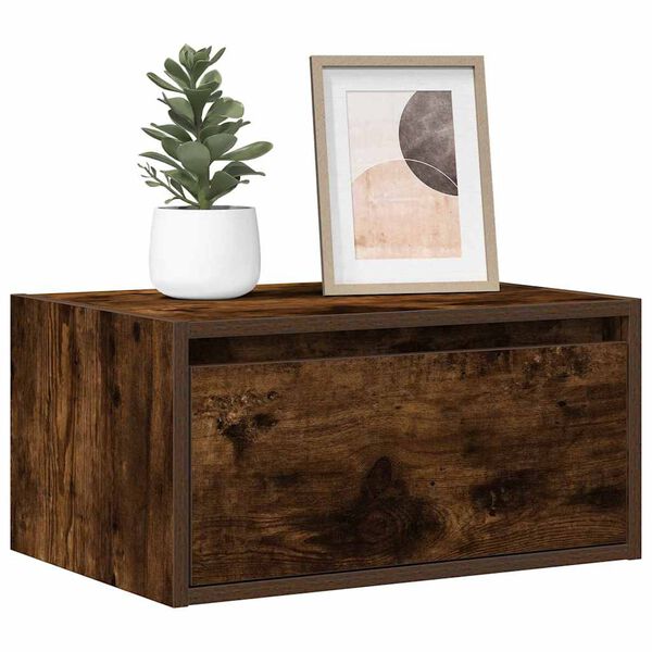 vidaXL Wall-mounted Bedside Cabinet Set of 2 Smoked Oak Engineered Wood