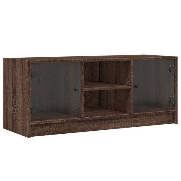 vidaXL TV Cabinet Brown Oak Engineered Wood, Glass Medium TV Cabinet