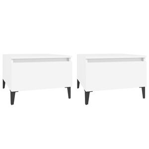 vidaXL Side Table Set of 2 White Engineered wood, metal Small