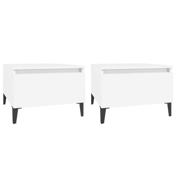 vidaXL Side Table Set of 2 White Engineered wood, metal Small