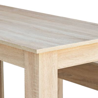 vidaXL Dining Table and Benches 3 Pieces Engineered Wood Oak