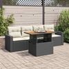 vidaXL Garden Sofa Set Black PE Rattan 5-piece set Adjustable Armrests