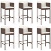 vidaXL Garden Bar Set Brown PE rattan, powder-coated steel, tempered glass