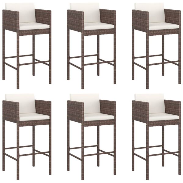 vidaXL Garden Bar Set Brown PE rattan, powder-coated steel, tempered glass