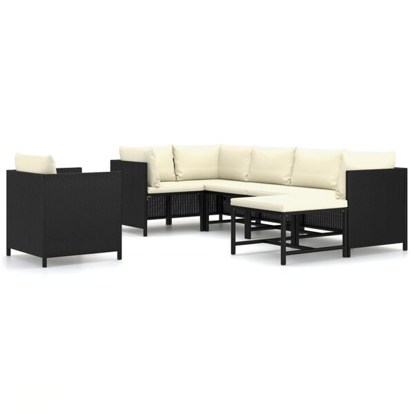 vidaXL Garden Lounge Set Black, Cream White