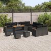 vidaXL Garden Sofa Set with Cushion 14 pcs Black Poly Rattan