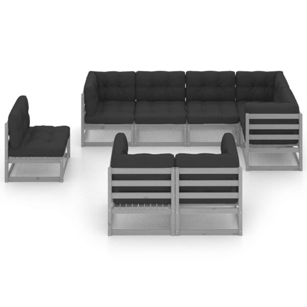 vidaXL Garden Lounge Set Gray and Anthracite Solid pinewood and polyester