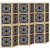 vidaXL Room Divider 6 Panels Brown and Black Solid Wood Paulownia
