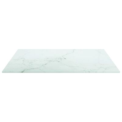 vidaXL Table Top White 19.7"x19.7" 0.2" Tempered Glass with Marble Design
