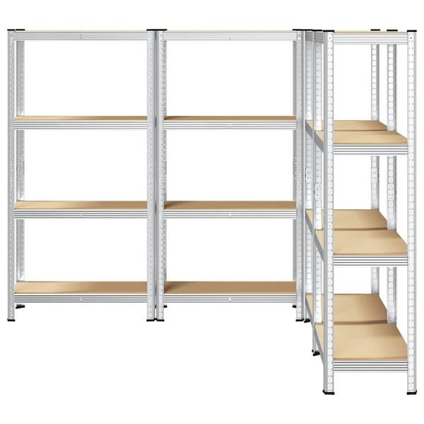 vidaXL 4-Layer Storage Shelves 4 pcs Silver Steel&Engineered Wood