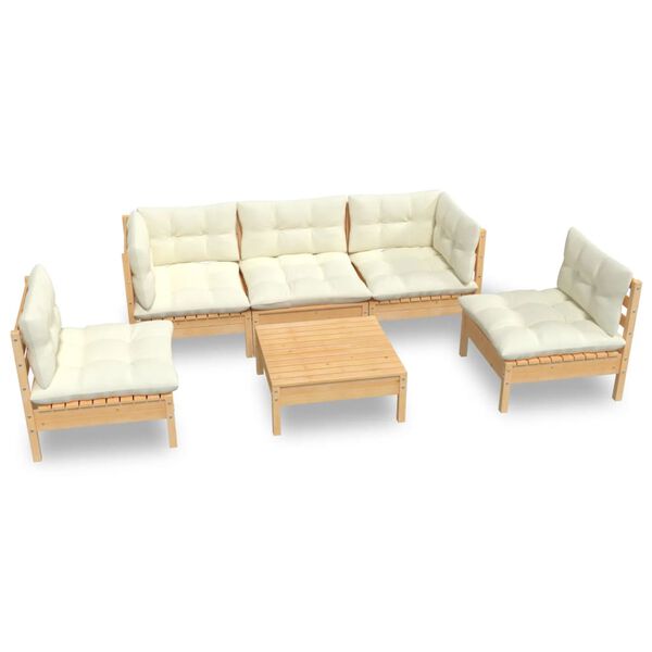 vidaXL Garden Lounge Set Cream Solid pinewood Medium Modular