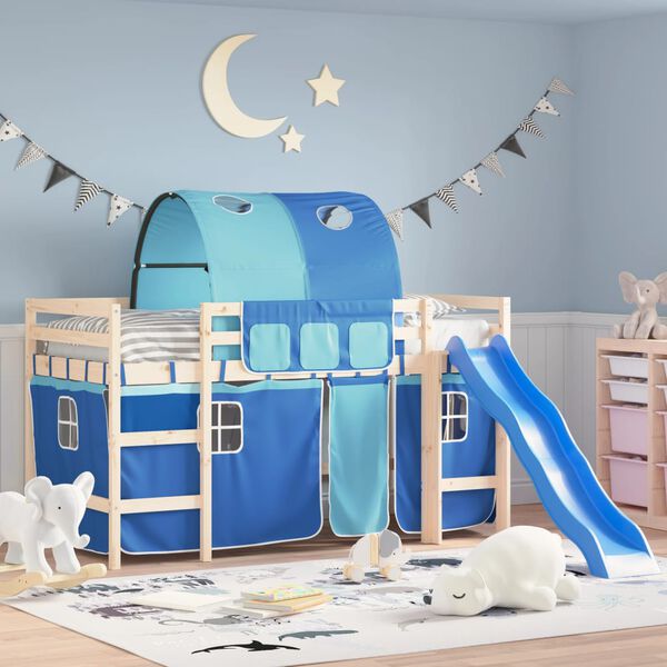 vidaXL Curtain For Loft Bed Blue 100% Polyester Standard Storage