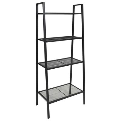 vidaXL Ladder Bookcase 4 Tiers Metal Black